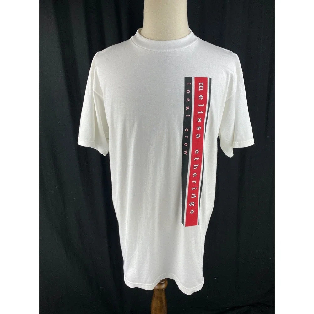 Melissa Etheridge Mens XL Local Crew Concert T-Shirt Singer Band Tour White Vtg